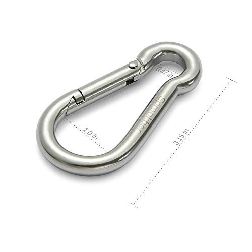 Image of sprookber Stainless Steel Spring Snap Hook Carabiner - 304 Stainless Steel Clips, Set of 6