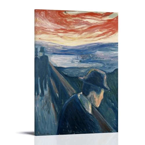 Peinture sur toile Sick Mood at Sunset d'Edvard Munch | Tableau de décoration 40x60 cm