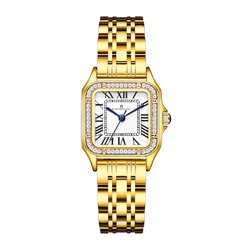 Consejos para Comprar Reloj Donna Karan , listamos los 10 mejores. 43 FORSINING - Reloj cuadrado clásico para mujer con detalles de vidrio y acero inoxidable, números romanos para mujer, Oro