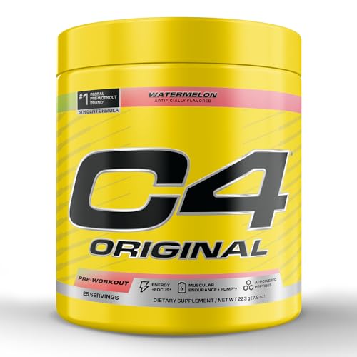 Image of C4 Original Pre Workout - Pre-Workout for Endurance, Focus & Performance with 200mg Caffeine, Beta-Alanine, Creatine Nitrate, L-Arginine & PeptiPump - Sugar Free, 25 Servings, Watermelon