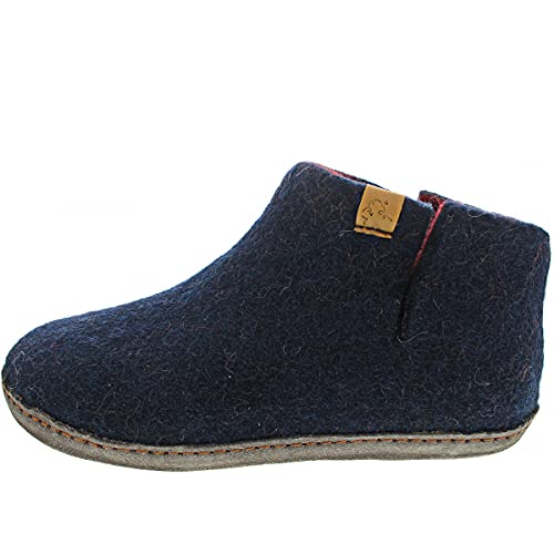 Tofvel Sloffen – Handgemaakte Nepalese Pantoffels Blauw Wolvilt