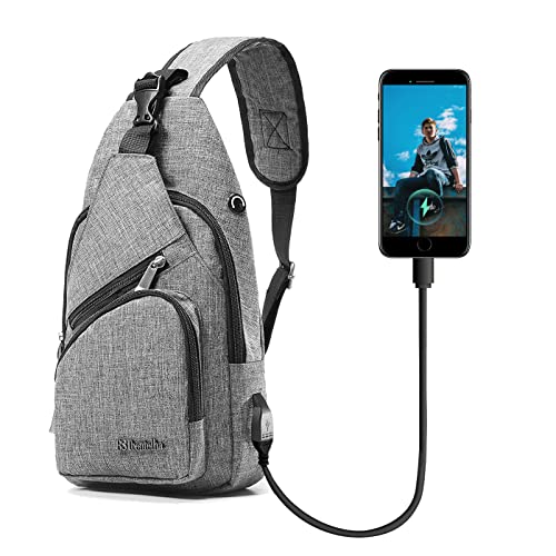 BSTcentelha, zaino a tracolla, per uomo o donna, leggero, per escursionismo e viaggi, con porta di ricarica USB (grigio)