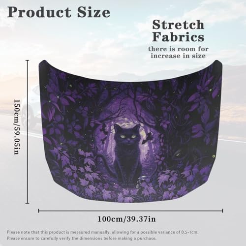 Image of Black Cat Car Hood Cover All Weather Protection Auto Exterior Accessories Halloween Universal Fit Hood Covers for Cars, Trucks, SUV, or Van Full Coverage