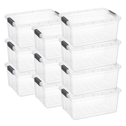 Image of Superio 36 Quart Clear Plastic Storage Boxes with Lids, Stackable Organizer Containers, BPA-Free Storage Bins for Home, Office, School & Dorm, 10 Pack