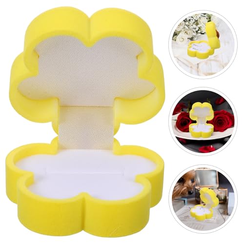 STOBAZA Boîte à Bagues en Velours Jaune Fleur Petite Boîte à Bijoux pour Bagues et Boucles D’Oreilles Organisateur Compact et Léger pour Voyage Fiançailles et Mariage – vue 6