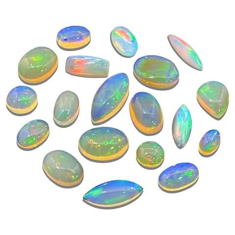 Natural Opal Loose Cabochons AAAA+ Ethiopian Opal Loose Gemstone for jewellery making, Wirewrapping, Pendent, 6-8 MM | 2 Carats 3-6 Pieces Cover