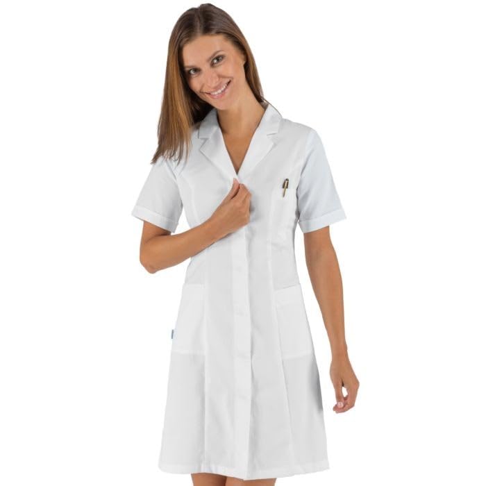 I.sacco Camice Mezza Manica Slim da Donna VALENCIA in Poliestere Cotone 195 Gr/m² (Bianco)