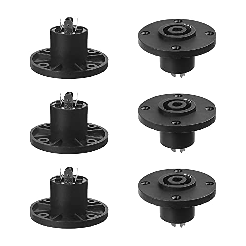 Fielect 6Pcs SpeakOn Panel Mount Socket Round 4 Pole miniatura 1