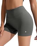 RIOJOY Sport Shorts Damen, Nahtlose Workout Short für Frauen, 4’’ Hochtaillierte Bauchkontroll, Ohne Vordernaht Yoga Biker Athletic Laufshorts