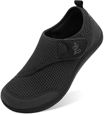 LeIsfIt Men's Wide Diabetic Shoes – Adjustable Breathable Zero‑Drop Sneakers for Comfortable Walking...