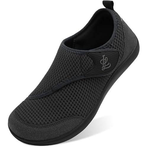 LeIsfIt Mens Wide Diabetic Shoes Adjustable Barefoot Walking Shoes Breathable Zero Drop Sneakers for Wide Width Arthritis Edema Feet