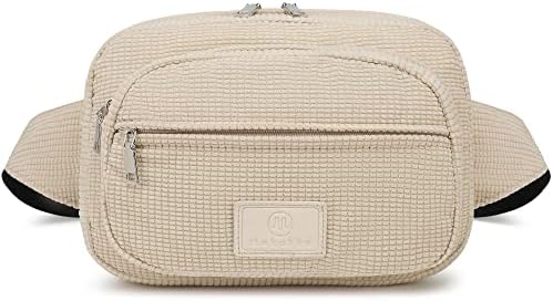 Fanny Packs for Women Men, Corduroy Belt Bag, Beige Crossbody Bags with Adjustable Strap, Fashion Waist Packs for Outdoors/Workout/Traveling/Casual/Running/Hiking/Cycling (Beige)