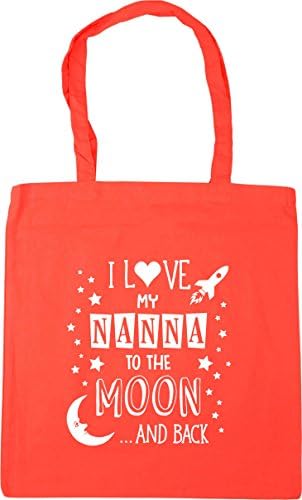 HippoWarehouse I Love My Nanna to the Moon and Back (Pink) Tote Shopping Gym Beach Bag 42cm x38cm, 10 litres