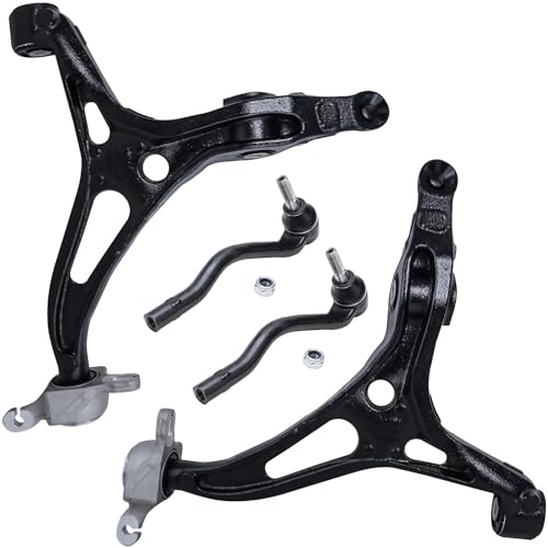Image of Detroit Axle - 4pc Front End Control Arms Kit for Mercedes-Benz GL320 GL350 GL450 GL550 ML320 ML350 ML450 ML500 ML550, 2 Lower Control Arms 2 Outer Tie Rods Replacement