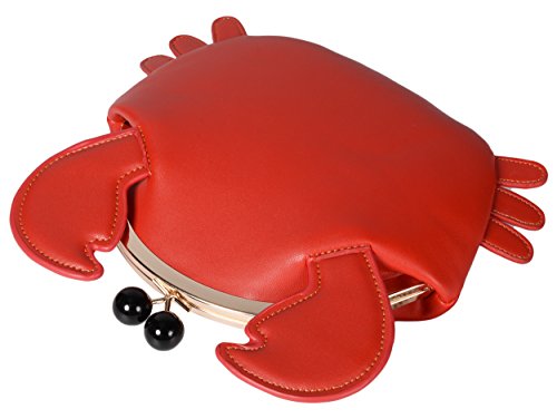 Qzunique Crab Shape Handbag Novelty Crossbody Bag Animal Shaped Purse Detachable Shoulder Bag Women's Satchel Red #TOP6