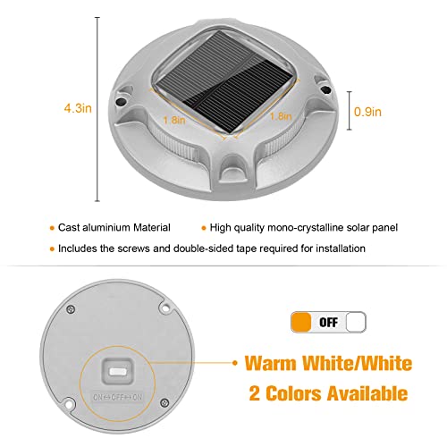 Volisun Solar Driveway Lights Dock Marine Lights 12 Pack,2 Colors In 1,Outdoor Led Deck Lights,Solar Powered Wireless Waterproof Warning Step Lights For Driveway Sidewalk Pathway (White/Warm White) #TOP5