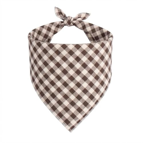 Dog Bandanas 1 Pack; Cotton Linen Khaki Plaid Bandana for Large Dogs; Soft Breathable Dog Accessories; Neutral Dog Apparel & Accessories