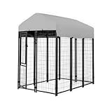 Garden Winds Custom Fit Replacement Canopy Top Cover Compatible with The KennelMaster DK646WC 6’ x 4’ x 6’ Welded Dog Kennel Playpen - Upgraded Performance RipLock 350 Fabric - Slate Gray