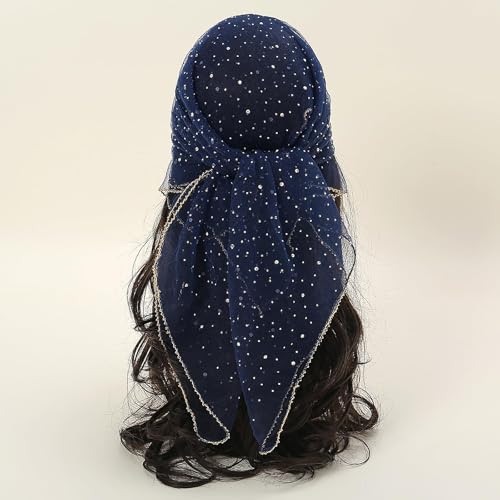Women's Glitter Decor Head Scarf, Rhinestone Head Scarf, Soft Glitter Rhinestone Long Scarf Shawls3