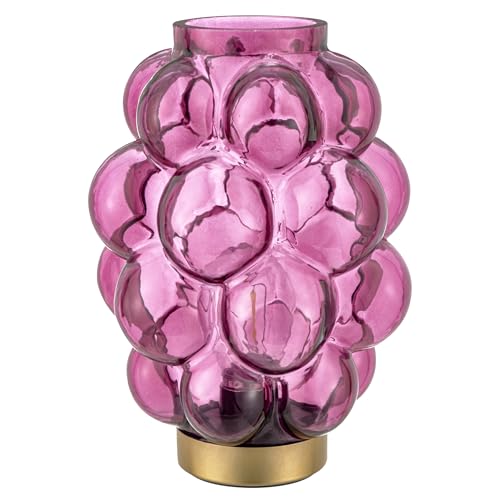 Baroni Home Lampe de Table en Verre à Piles, Lampe de Chevet et de Salon, Lampe de Bureau Design Moderne, 15x15x20 cm, Bubble Violet