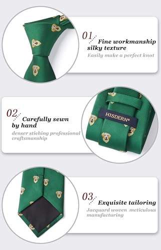 Image of HISDERN Ties for Men Classic Animal Tie and Pocket Square Set Jacquard Woven Silk Neckties Handkerchief Wedding Party