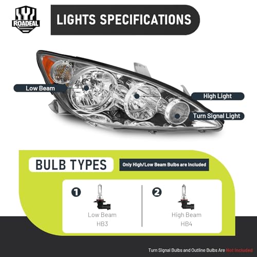 2005-2006 Toyota Camry Headlight Assembly with Bulbs Included - Image 4