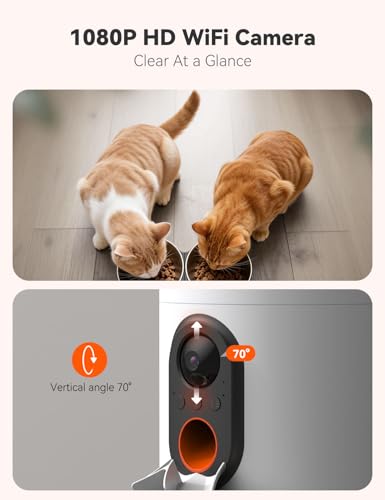 Image of WOPET Automatic Cat Feeder with Camera for Two Cats, 6L Automatic Dog Feeder with HD Video and Night Vision, 5G /2.4G WiFi Pet Feeder for Cats & Dogs, SD Card Storage & 2-Way Audio