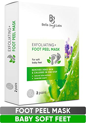 Exfoliating Foot Peel Mask for Smooth Soft Touch Feet - 2 Pairs per Box - Peeling away Calluses and Dead Skin Remover. Repair Rough Heels 2 packs - Baby Foot Gel Socks Booties - Natural Aloe Extract