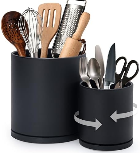 D'vine Dev 360° Rotating Utensil Holder Set – 7.2"+5" Kitchen Utensil...