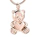 kliy Caja Funeraria Lindo Colgante De Oso De Peluche De Oro Rosa Collar De Acero Inoxidable Corazón Memorial Urna Cenizas Recuerdo Jewelry-Pendant_with_Chain