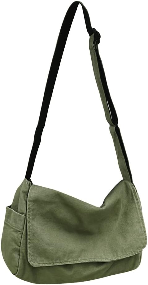 Canvas Crossbody Bag for Women Men, Large Canvas Shoulder Bags Tote Bag For School Travel Casual Daily, 38CM*24CM*16CM