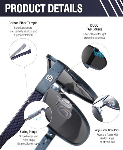 Image of DUCO Aviator Sunglasses for Men Women Carbon Fiber Polarized Sunglasses Men UV Protection for Driving Golf Fishing 3051
