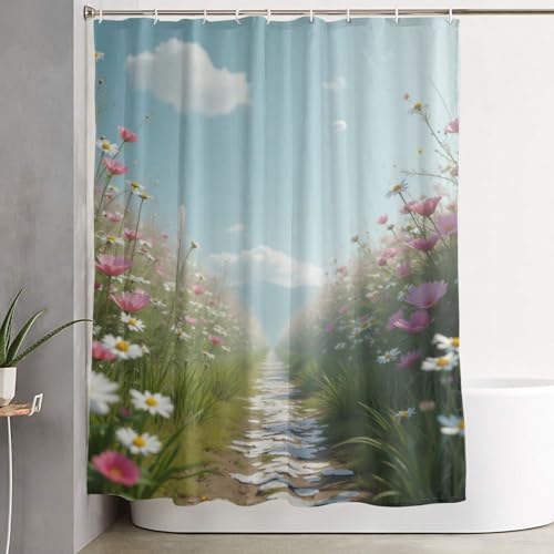 Rideau de douche imprimé prairie imperméable lavable en machine - 8