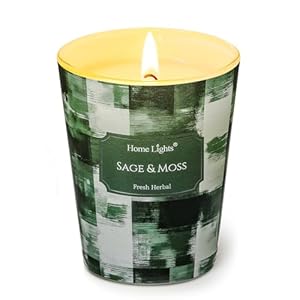 HomeLights Scented Candles for Women & Men, 6.7oz Candle Jars Aromatherapy Single Wick Candle, Ideal for Scandinavian Minimalist Design Home Decor and Gifts, Sage & Moss