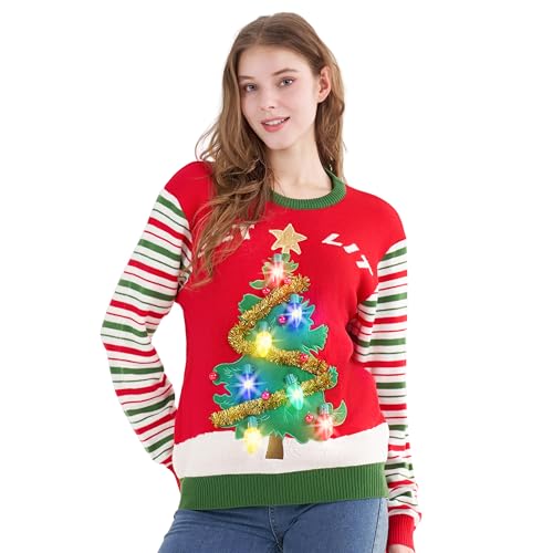 JOYIN Hässliche Weihnachtspullover Damen Led Weihnachtspullover...