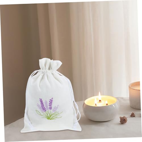 Bolsa de Algodón con Cordón Bordada Lavanda para Almacenaje miniatura 5