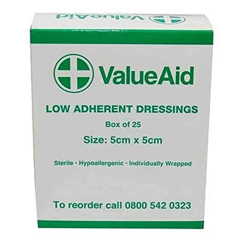 Value Aid Low Adherent Dressing Pads - 5cm x 5cm - Box of 25 Cover