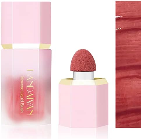 Cream Liquid Blush Makeup, Air Cushion Blush for Cheeks, Liquid Blush Beauty Wand with Sponge Tip, Lightweight, Velvet Mousse, Long-Lasting, Matte Silky Texture, Easy to Blend Blusher (#4 Swipe right)