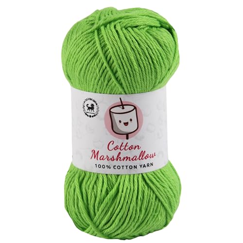 Image of NESTNHAVEN Cotton Marshmallow 100% Cotton Yarn - (50 g, 130 m) - Luxury Yarn for Crochet, Amigurumi, Embroidery, Toys, Garments, Flowers and Hobby Projects (Green)