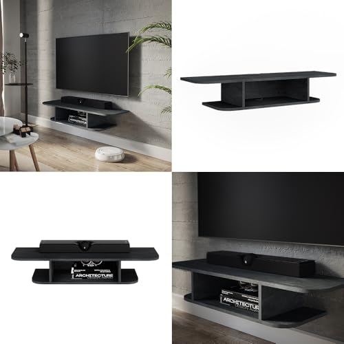 Vicco Mobile Tv Lorio, Calcestruzzo Nero, 105 X 18.2 Cm Con Scomparti Aperti - 8