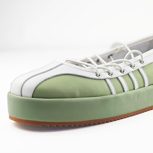Women's Platform Oxford Sneakers Ultra-Soft Insoles Premium Microfiber Upper Arch Support Casual Low-Top Lace-Up Flats for Walking Daily Casual Dressy Super Comfy Breathable US Size 7 Light Green4