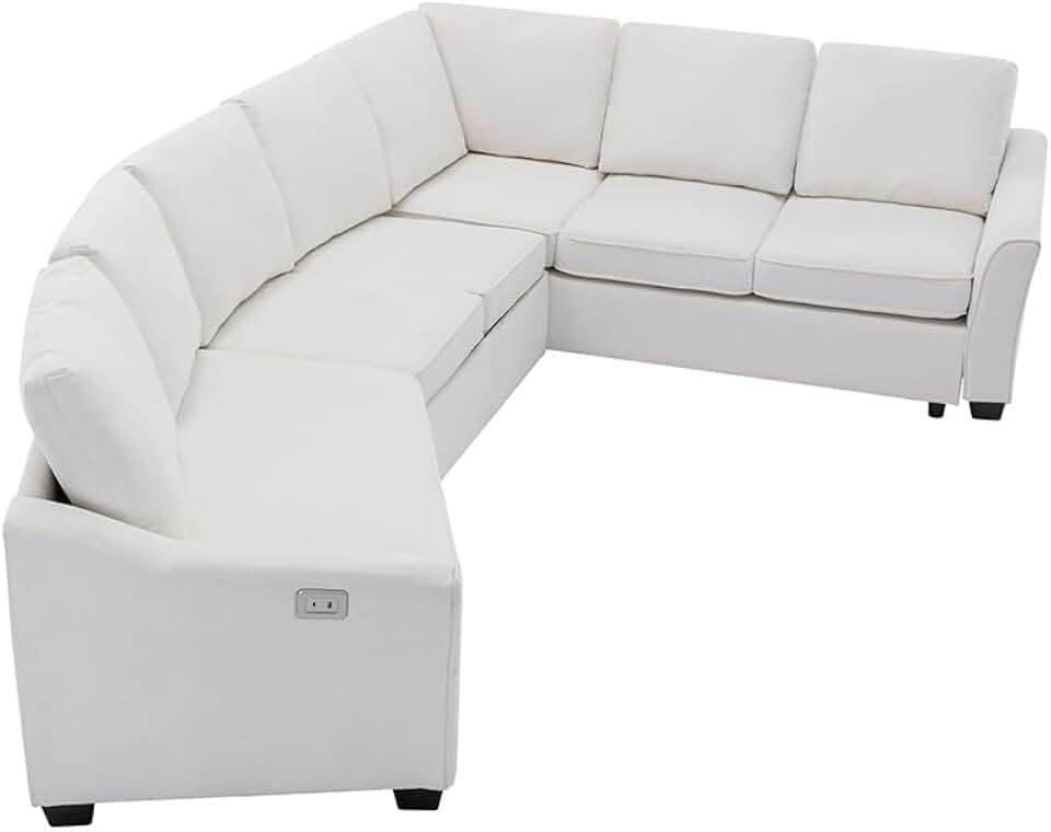 Cream Sofa Living Room Ultra Wide Seat Deep Straight Row Soft Down Frosted Fabric