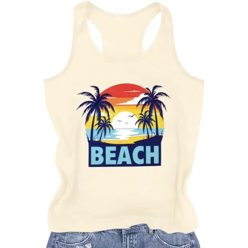 Womens Racerback Tank Tops Summer Sleevelesss Round Neck Graphic Shirts