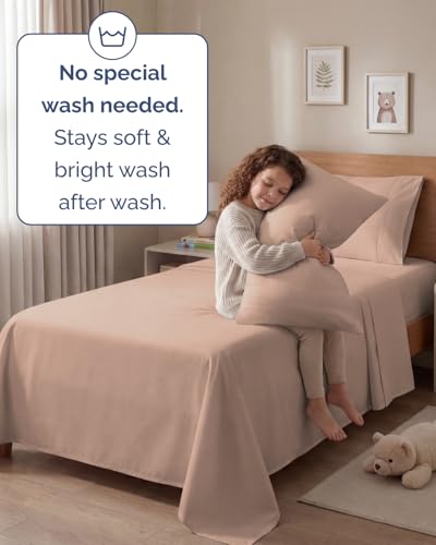 Image of Twin 4 Piece Bed Sheet Set - Comfy, Breathable & Cooling Sheets - Mauve | Ultra Soft Hotel Luxury Bedding Set with 8-16 Inch Deep Pockets, 1 Flat & 1 Fitted Sheet & 2 Pillowcases, Wrinkle & Fade Free
