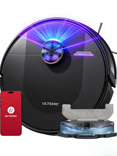 Ultenic Robot Aspirapolvere Lavapavimenti con LiDAR, 8000Pa, 180Min, Design Ultracompatto, Mappe Multilivello, Auto-Boost Tappeti, Controllo App/Alexa