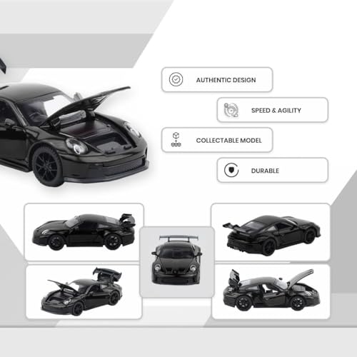 Image of Porsche 911 GT3 1:32 Diecast Model Car - Metal Pull‑Back Supercar with Openable Doors, Lights & Sounds, Realistic Toy for Kids & Adults, Birthday Gift (Colour as a per Stock)