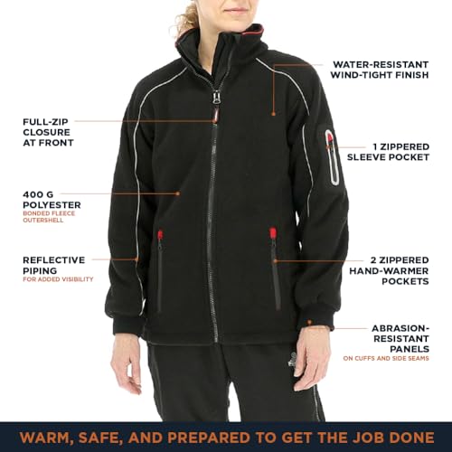 RefrigiWear Women’s Hybrid Water-Repellent Fleece Zip-Up Jacket, 20°F (-7°C) Comfort Rating3