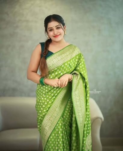 Image of C J Enterprise Women's Banarasi Saree Pure Kanjivaram Style Silk Saree With Blouse Piece for Wedding (Shiv-1)