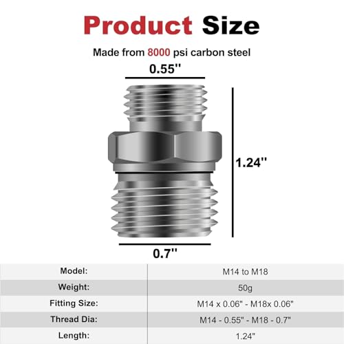 Image of 2pcs M14 to M18 Carbon Stee Fittings Adapters for Excavator Adapting, Reducing Or Enlarging Connect Such Air Pipe, Fuel Pipe, Water Pipe, Etc Full Port Straight Pipe Fitting Connector