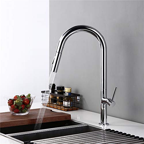 Robinet d'évier de cuisine avec douchette extensible pour nettoyer les grands plats